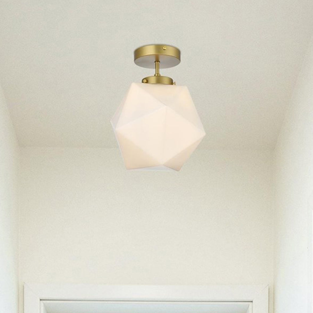 10 Inch Flush Mount Frosted White Shade In Satin Gold Satin Gold And Frosted White Finish - LIGHTING by Joshua Marshal