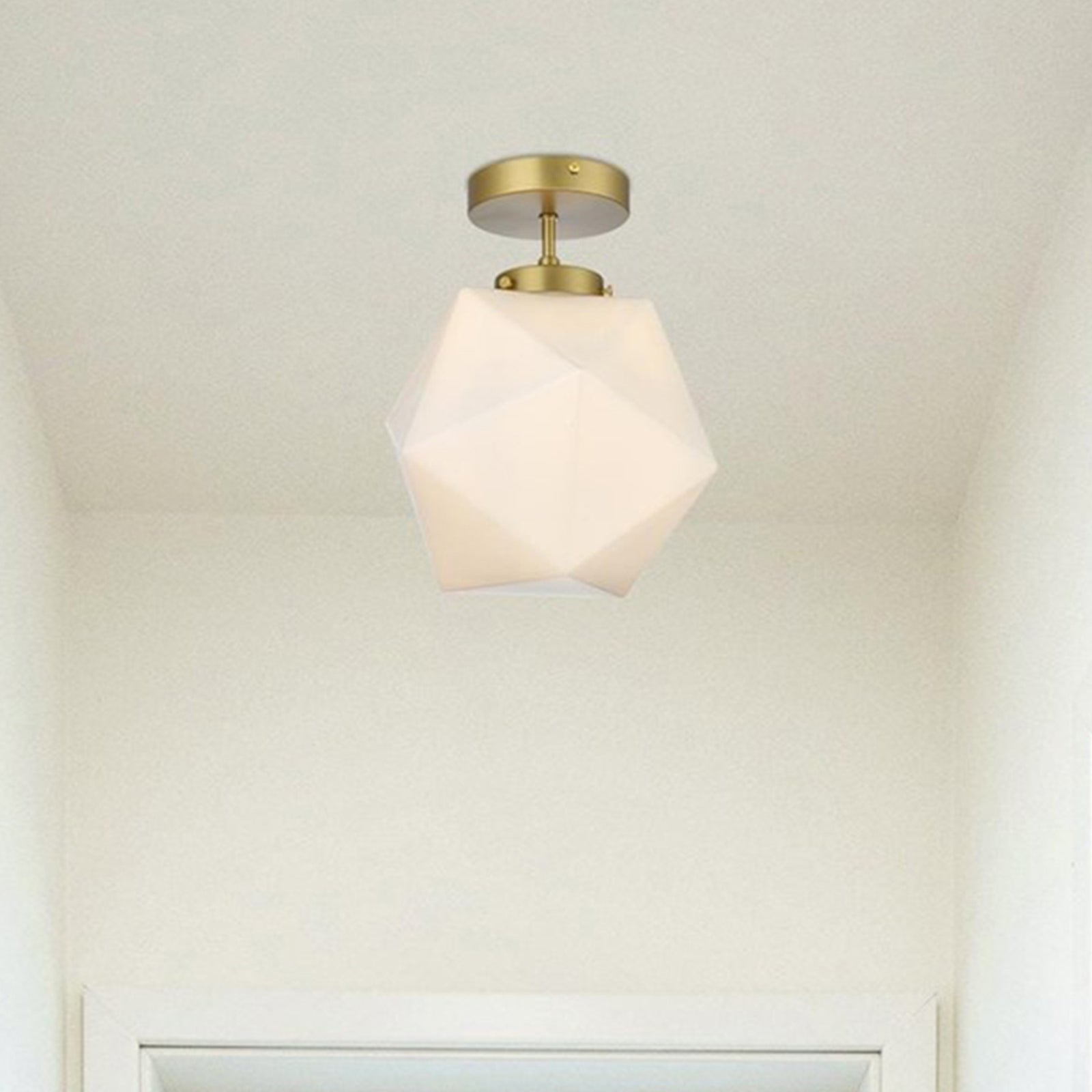 10 Inch Flush Mount Frosted White Shade In Satin Gold Satin Gold And Frosted White Finish - LIGHTING by Joshua Marshal