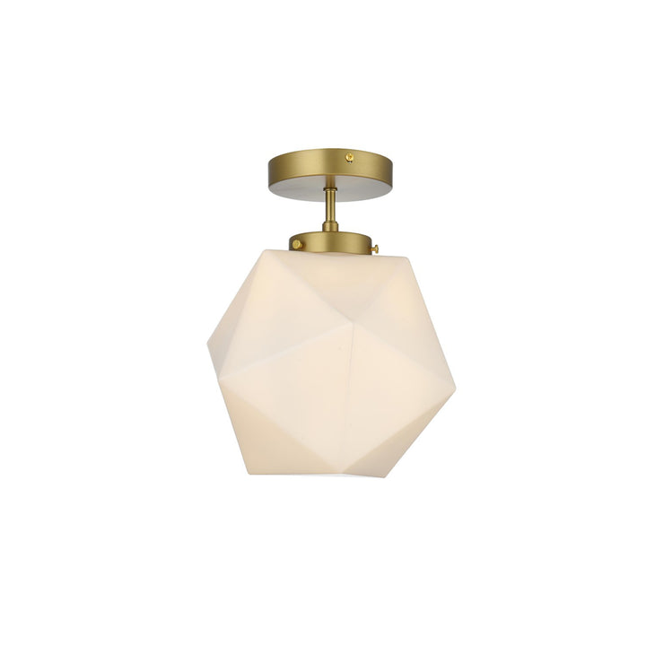 10 Inch Flush Mount Frosted White Shade In Satin Gold - View 3 - Joshua Marshal