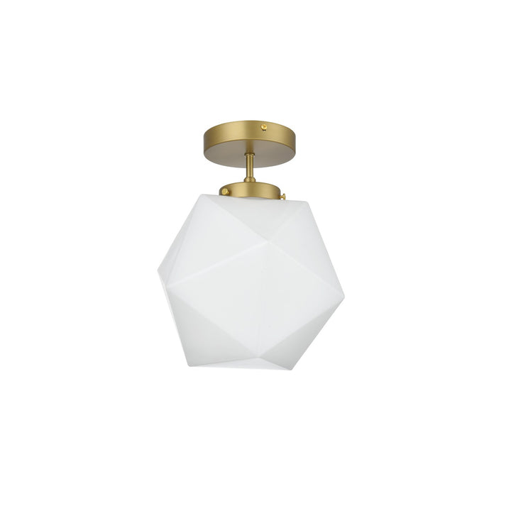 10 Inch Flush Mount Frosted White Shade In Satin Gold - View 4 - Joshua Marshal
