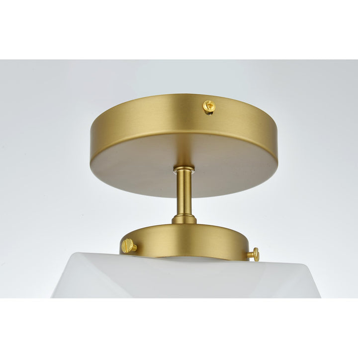 10 Inch Flush Mount Frosted White Shade In Satin Gold - View 5 - Joshua Marshal