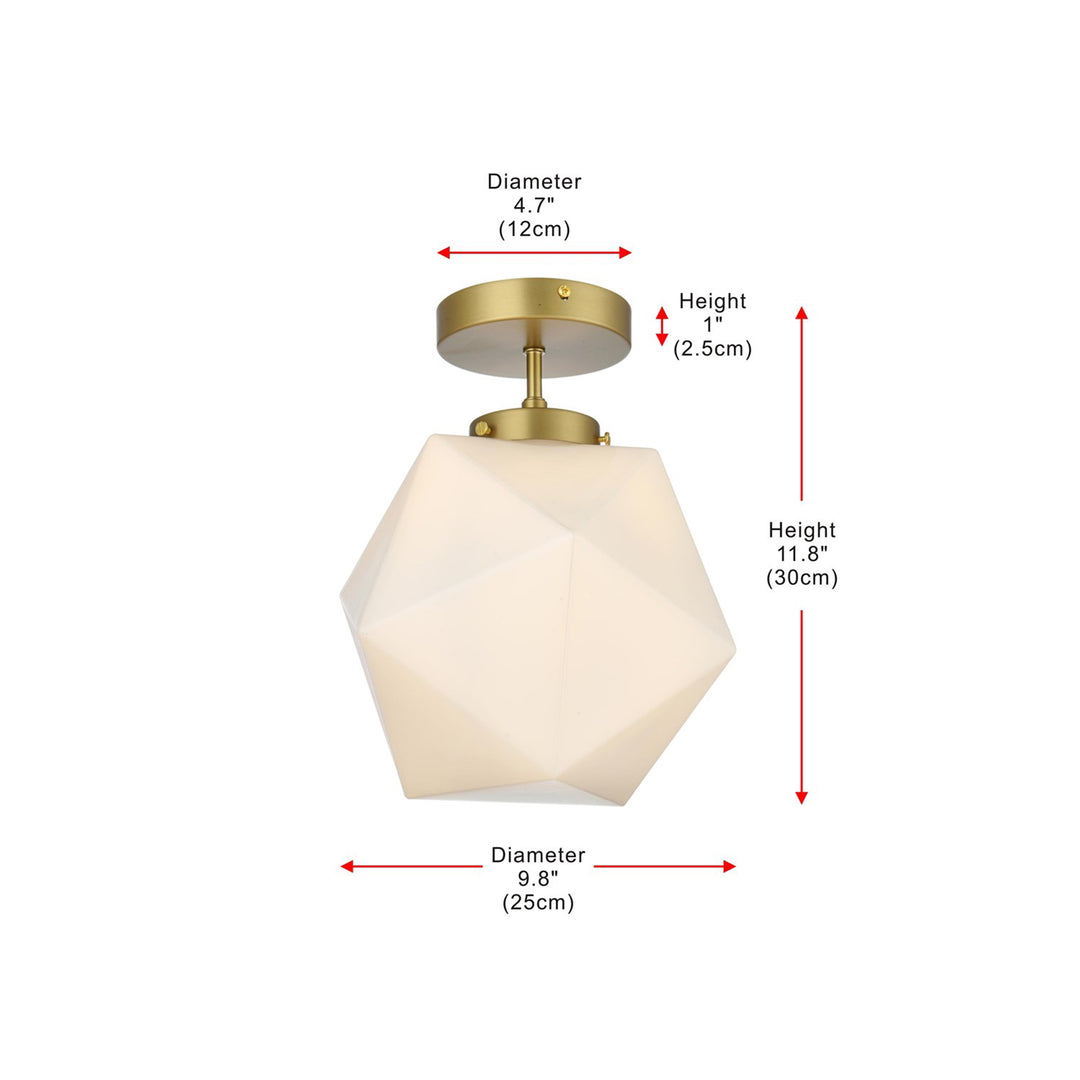 10 Inch Flush Mount Frosted White Shade In Satin Gold - View 6 - Joshua Marshal