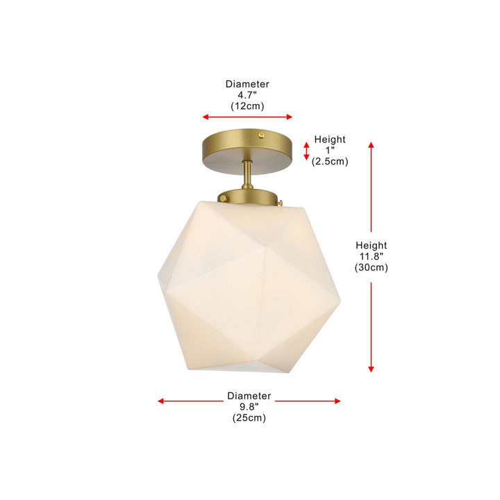 10 Inch Flush Mount Frosted White Shade In Satin Gold - View 6 - Joshua Marshal