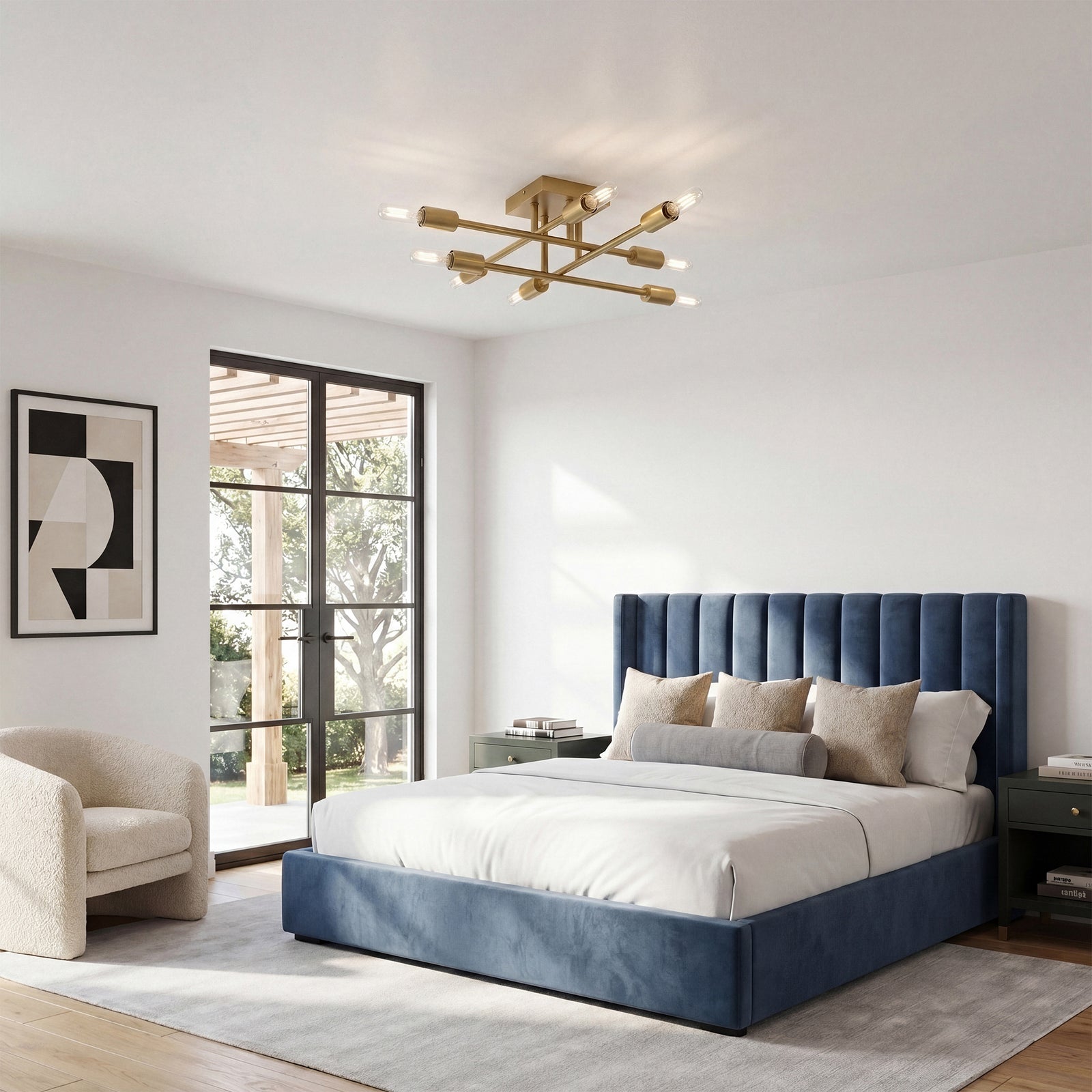 19 Inch Flush Mount In Satin Gold - View 2 - Joshua Marshal
