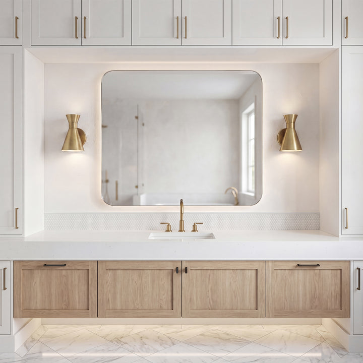 6 Inch Wall Sconce In Satin Gold - View 2 - Joshua Marshal