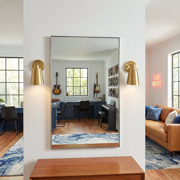 5 Inch Wall Sconce In Satin Gold - View 2 - Joshua Marshal