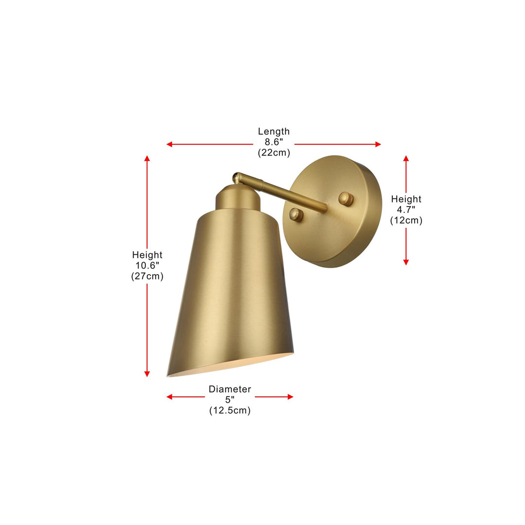 5 Inch Wall Sconce In Satin Gold - View 6 - Joshua Marshal
