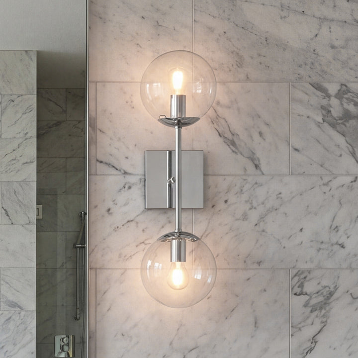 6 Inch Wall Sconce Clear Shade In Chrome Chrome And Clear Finish - LIGHTING by Joshua Marshal