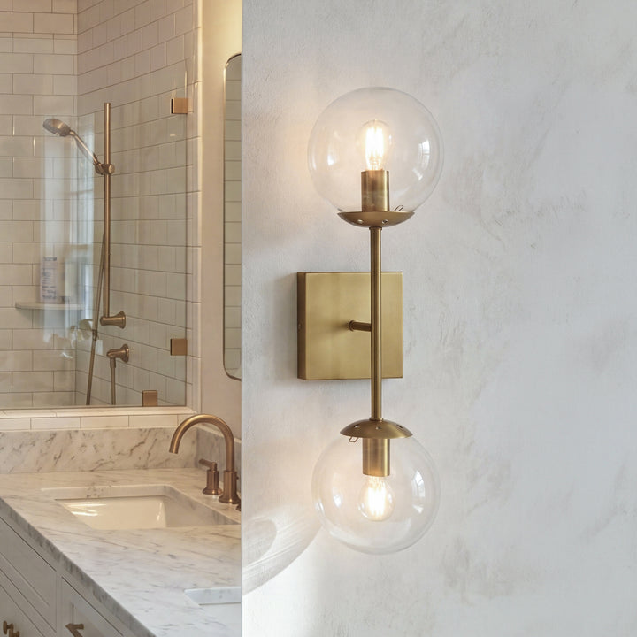 6 Inch Wall Sconce Clear Shade In Satin Gold Satin Gold And Clear Finish - LIGHTING by Joshua Marshal