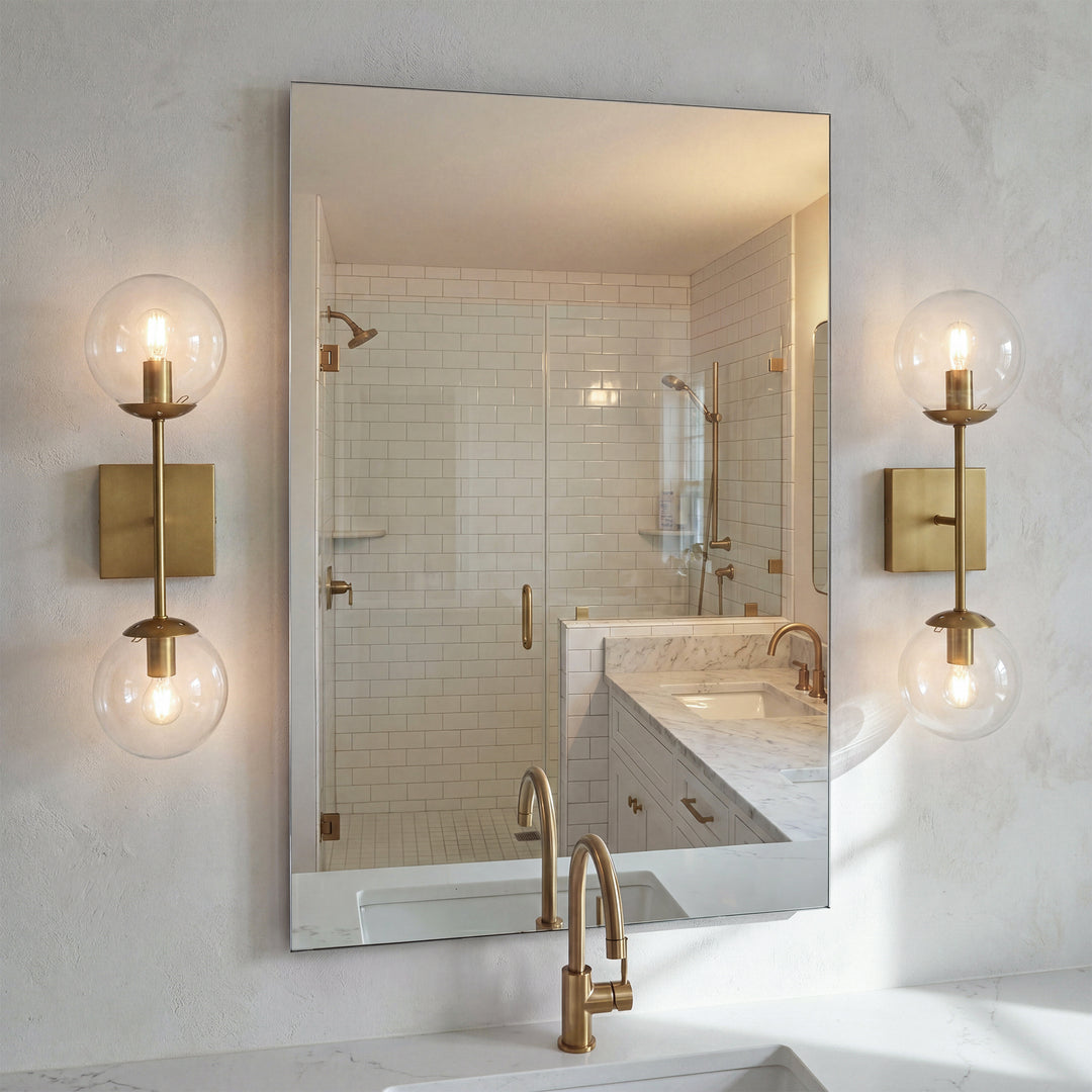 6 Inch Wall Sconce Clear Shade In Satin Gold - View 2 - Joshua Marshal
