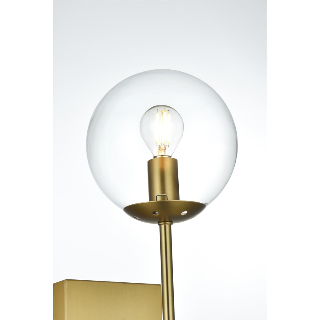 6 Inch Wall Sconce Clear Shade In Satin Gold - View 5 - Joshua Marshal