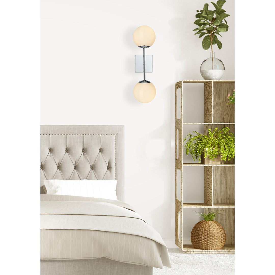 6 Inch Wall Sconce White Shade In Chrome - View 2 - Joshua Marshal