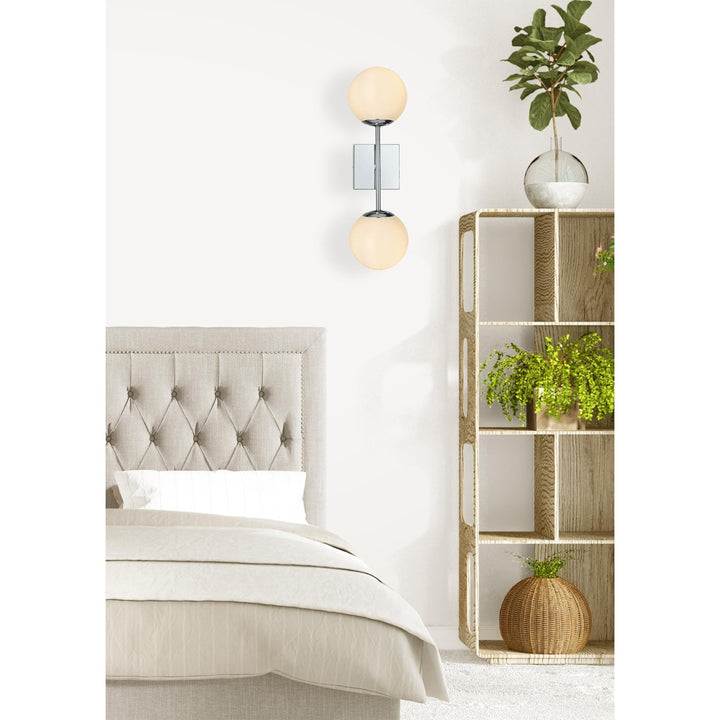 6 Inch Wall Sconce White Shade In Chrome - View 2 - Joshua Marshal
