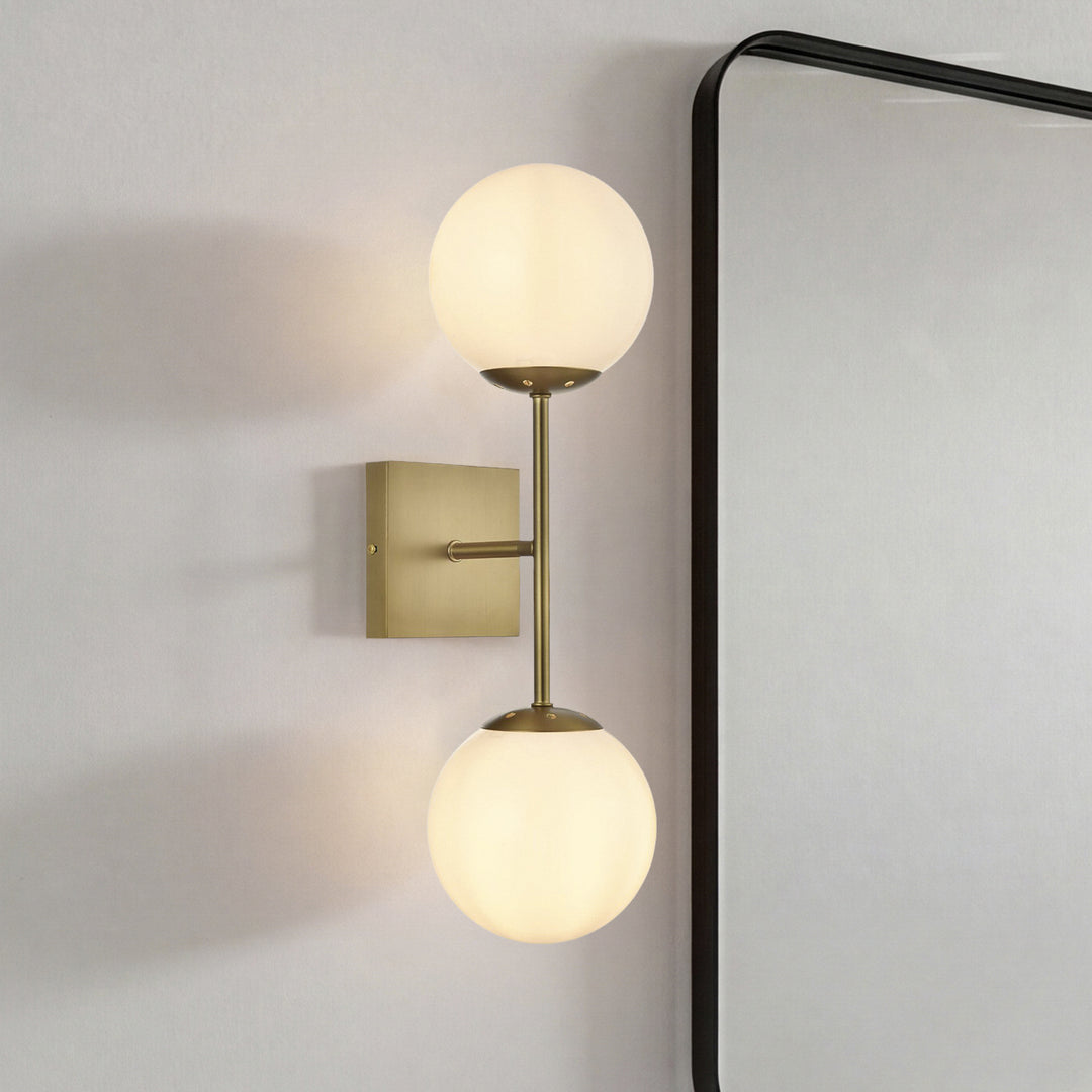 6 Inch Wall Sconce White Shade In Satin Gold Satin Gold And White Finish - LIGHTING by Joshua Marshal