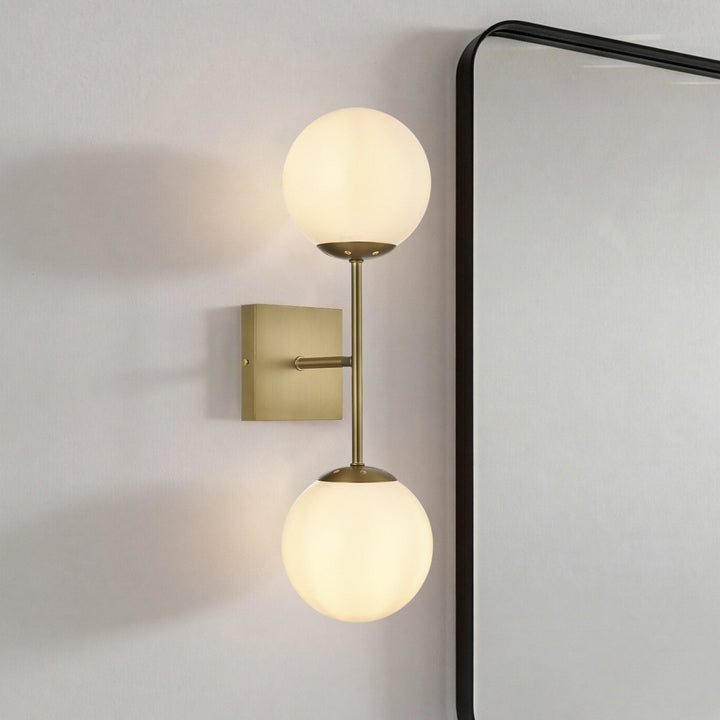 6 Inch Wall Sconce White Shade In Satin Gold Satin Gold And White Finish - LIGHTING by Joshua Marshal