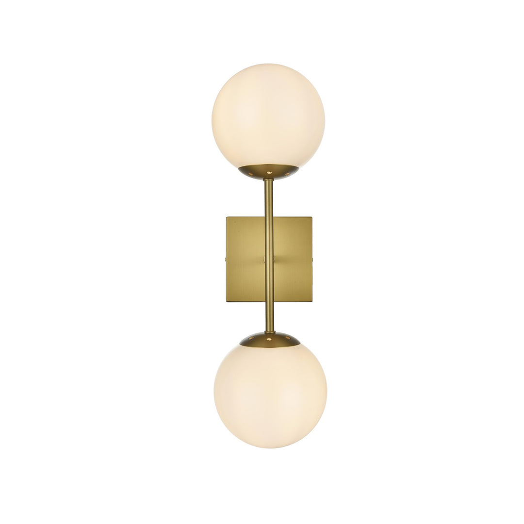 6 Inch Wall Sconce White Shade In Satin Gold - View 3 - Joshua Marshal