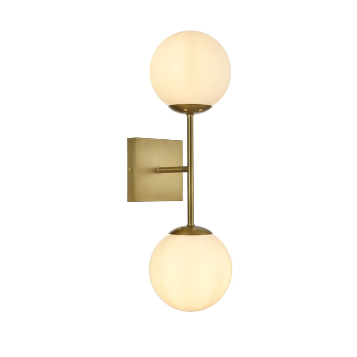 6 Inch Wall Sconce White Shade In Satin Gold - View 4 - Joshua Marshal