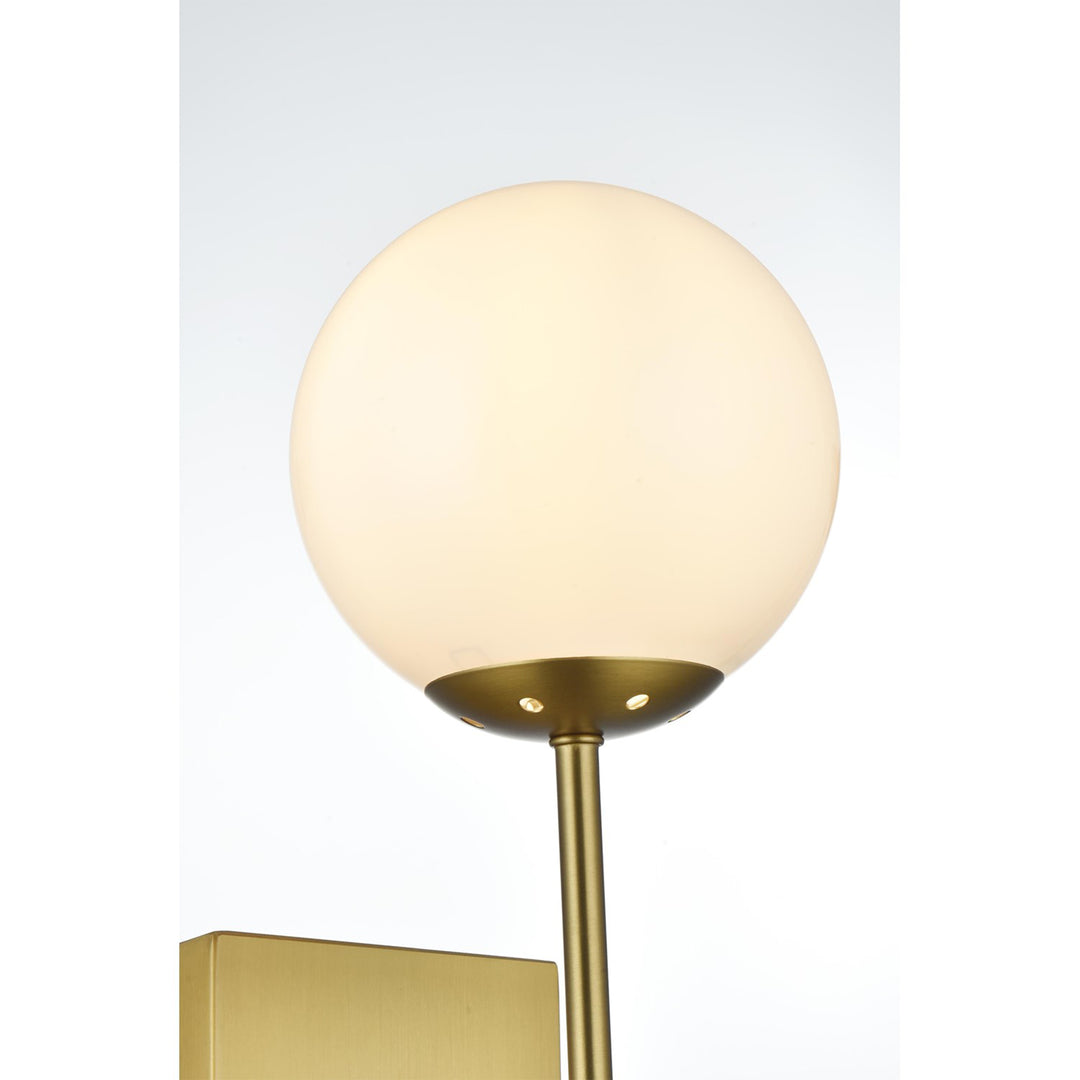 6 Inch Wall Sconce White Shade In Satin Gold - View 5 - Joshua Marshal