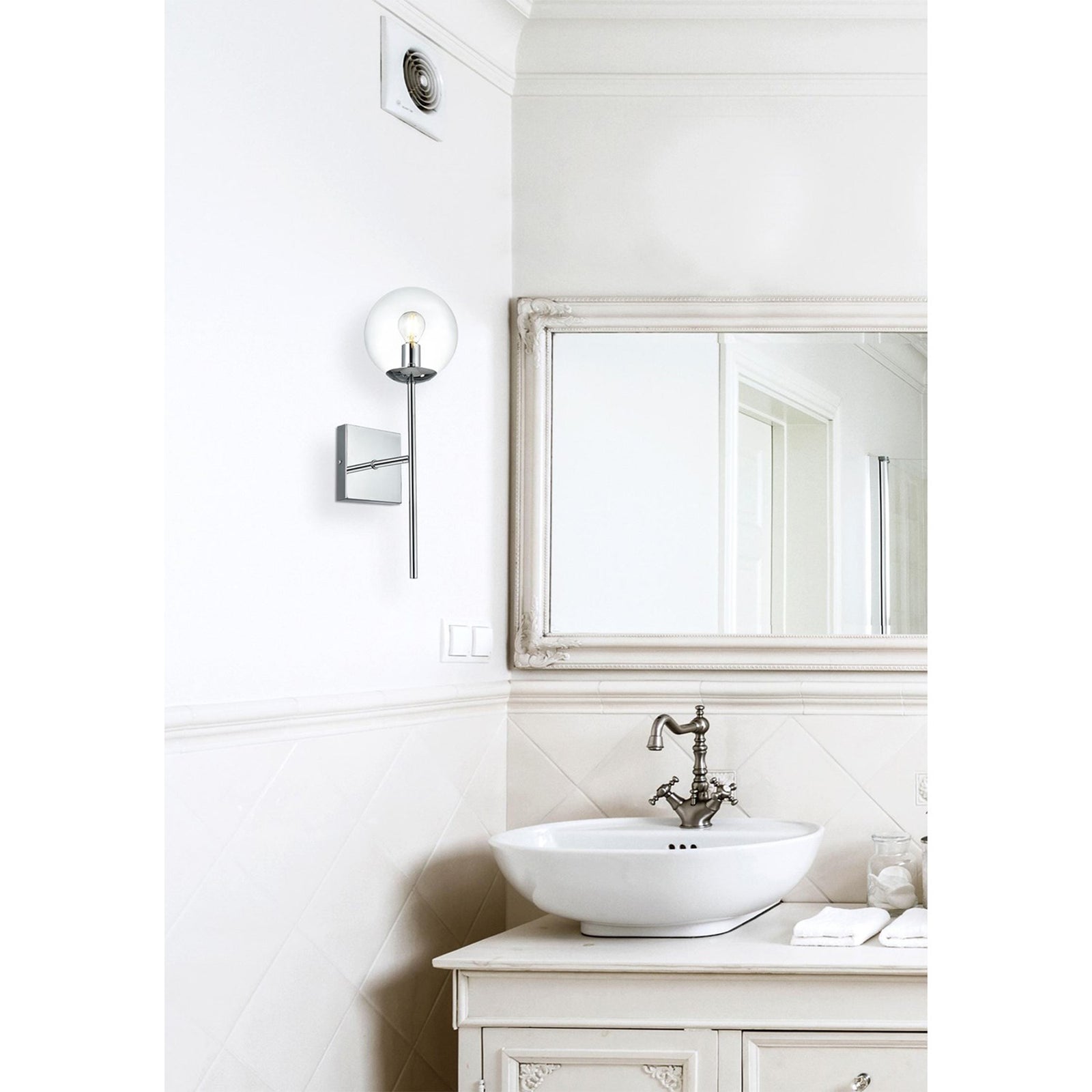 6 Inch Wall Sconce Clear Shade In Chrome - View 2 - Joshua Marshal