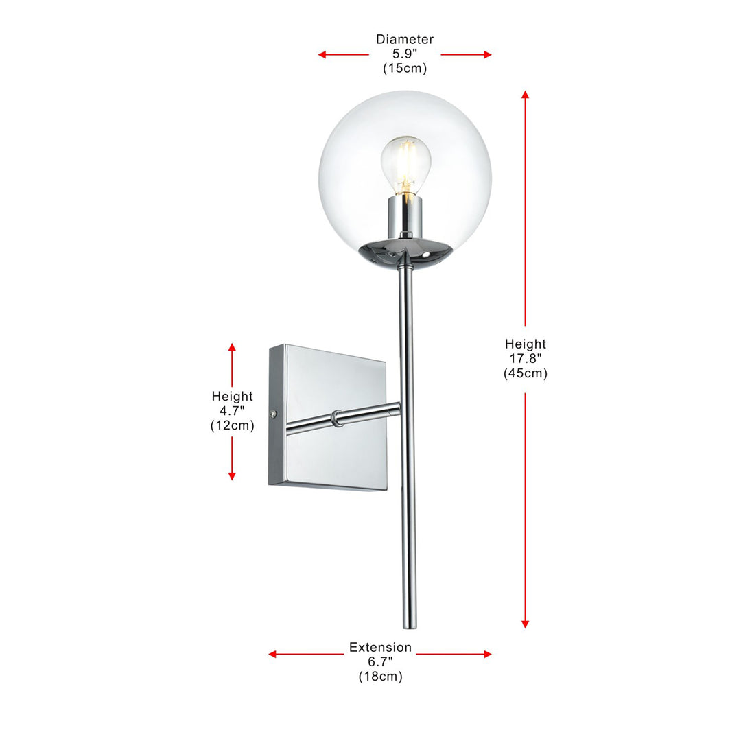 6 Inch Wall Sconce Clear Shade In Chrome - View 6 - Joshua Marshal