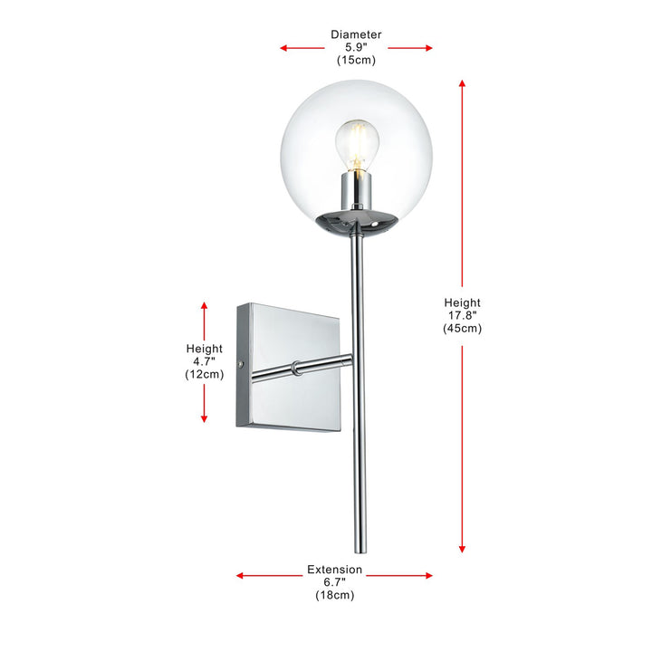 6 Inch Wall Sconce Clear Shade In Chrome - View 6 - Joshua Marshal