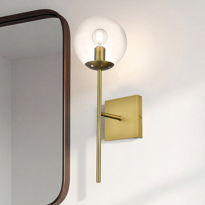 6 Inch Wall Sconce Clear Shade In Satin Gold Satin Gold And Clear Finish - LIGHTING by Joshua Marshal
