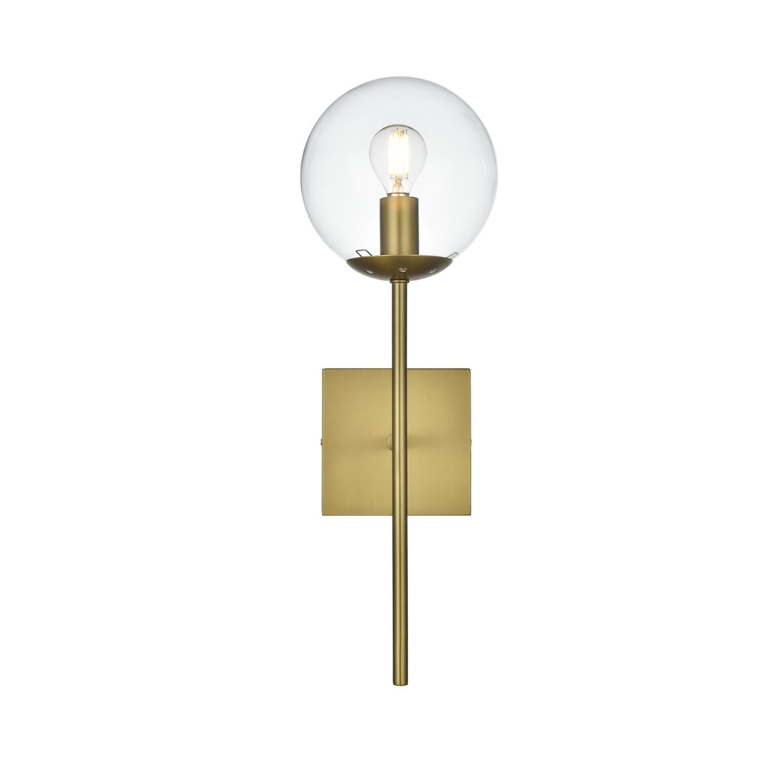 6 Inch Wall Sconce Clear Shade In Satin Gold - View 3 - Joshua Marshal