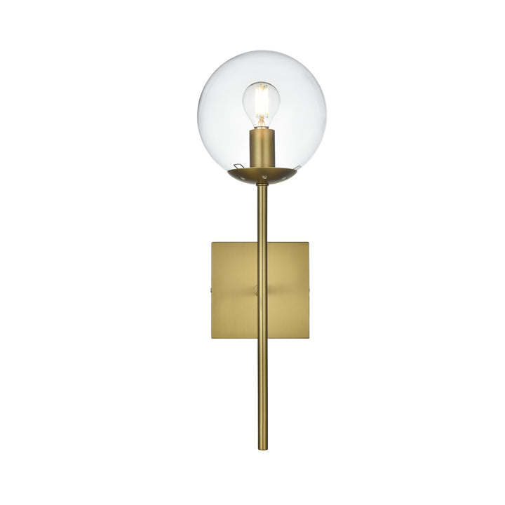 6 Inch Wall Sconce Clear Shade In Satin Gold - View 3 - Joshua Marshal