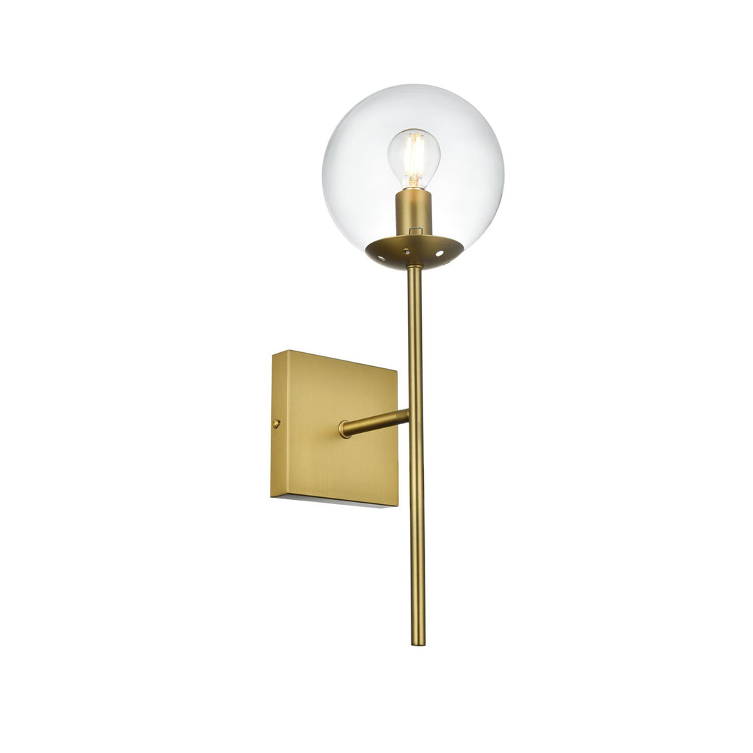 6 Inch Wall Sconce Clear Shade In Satin Gold - View 4 - Joshua Marshal