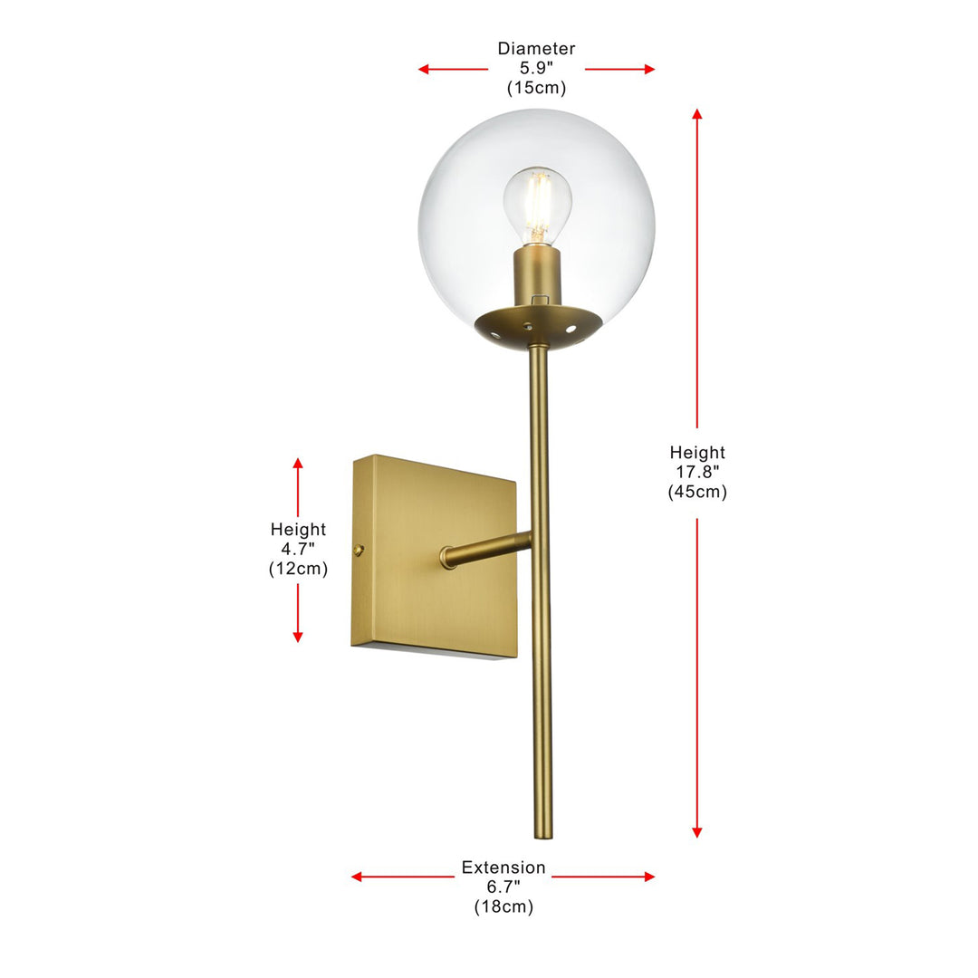 6 Inch Wall Sconce Clear Shade In Satin Gold - View 6 - Joshua Marshal