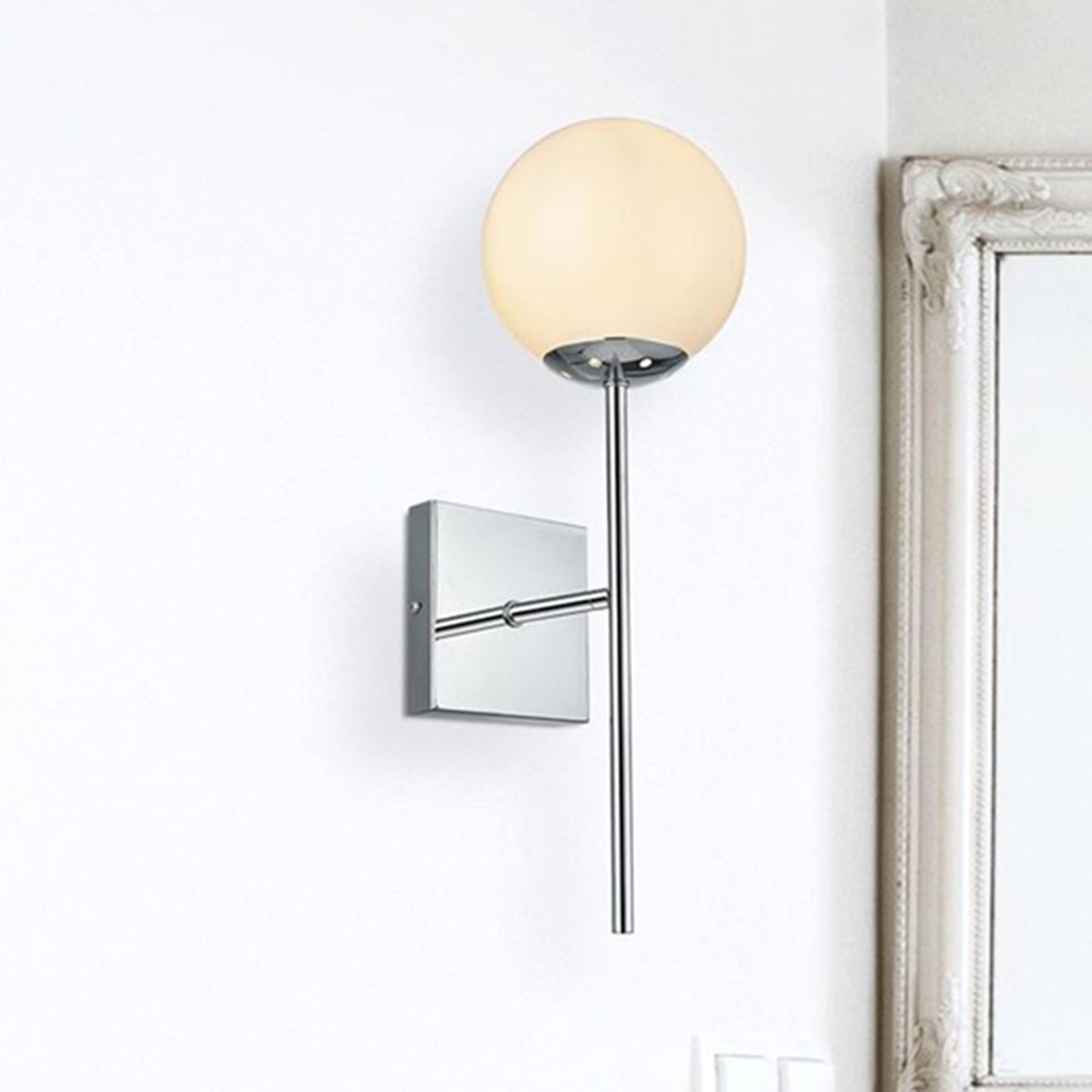6 Inch Wall Sconce White Shade In Chrome Chrome And White Finish - LIGHTING by Joshua Marshal