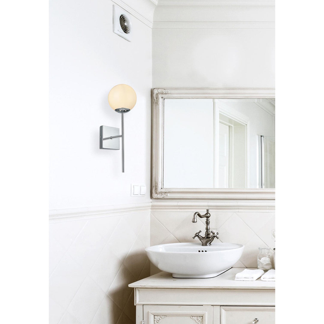 6 Inch Wall Sconce White Shade In Chrome - View 2 - Joshua Marshal