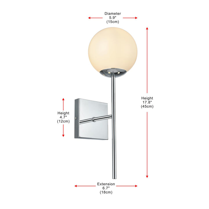 6 Inch Wall Sconce White Shade In Chrome - View 6 - Joshua Marshal