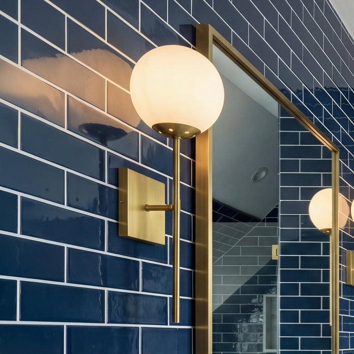 6 Inch Wall Sconce White Shade In Satin Gold Satin Gold And White Finish - LIGHTING by Joshua Marshal