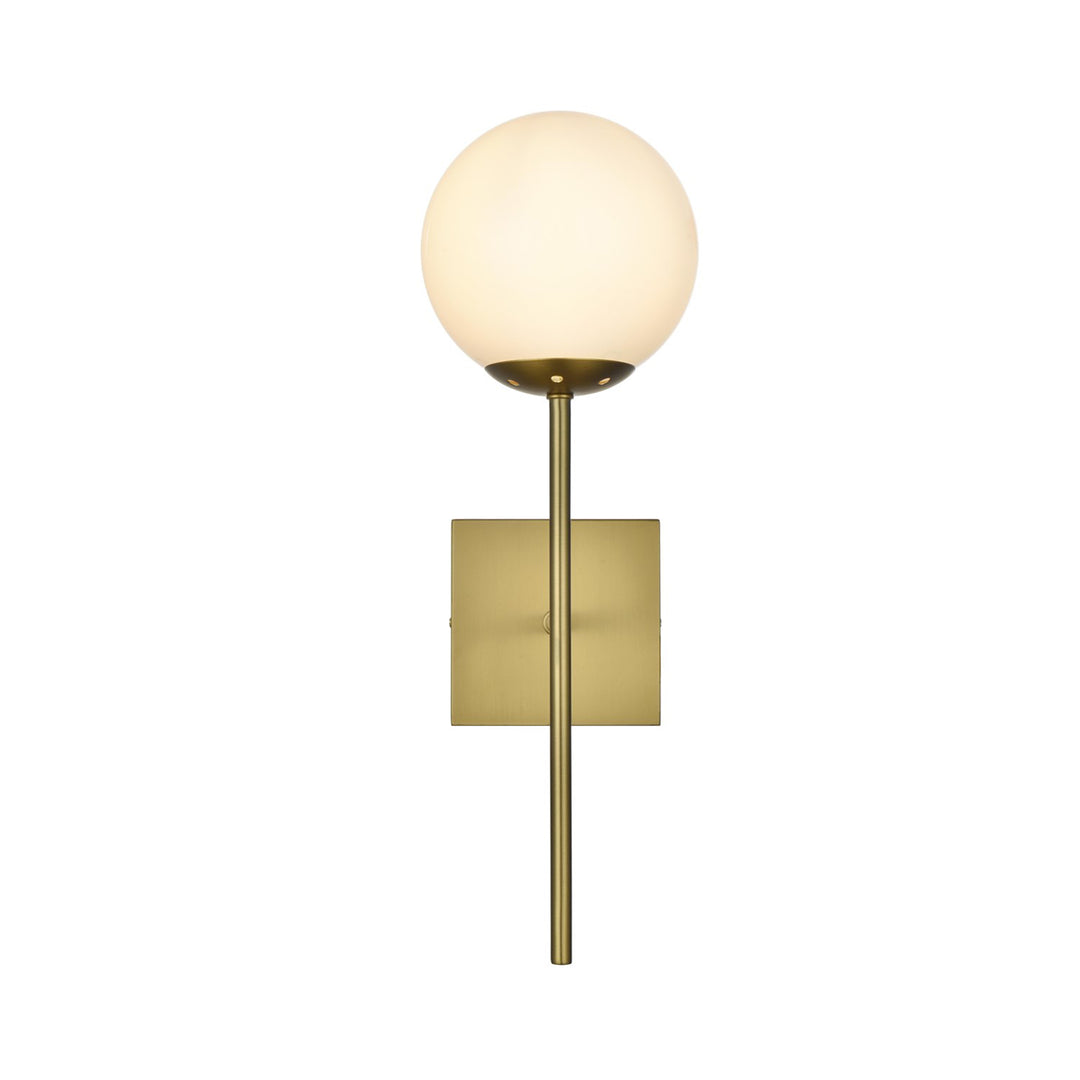 6 Inch Wall Sconce White Shade In Satin Gold - View 3 - Joshua Marshal