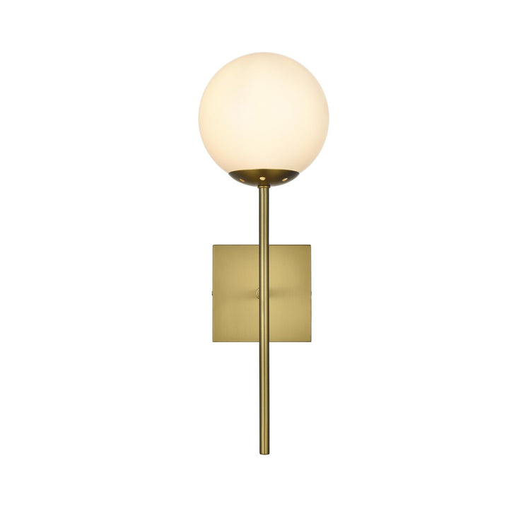 6 Inch Wall Sconce White Shade In Satin Gold - View 3 - Joshua Marshal