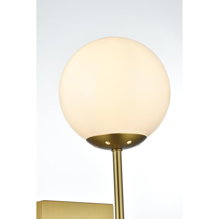 6 Inch Wall Sconce White Shade In Satin Gold - View 5 - Joshua Marshal