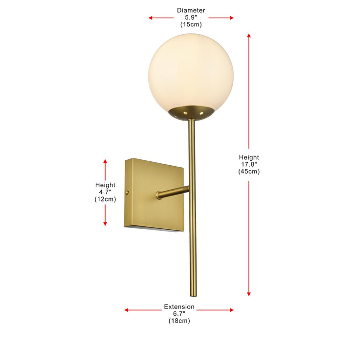 6 Inch Wall Sconce White Shade In Satin Gold - View 6 - Joshua Marshal