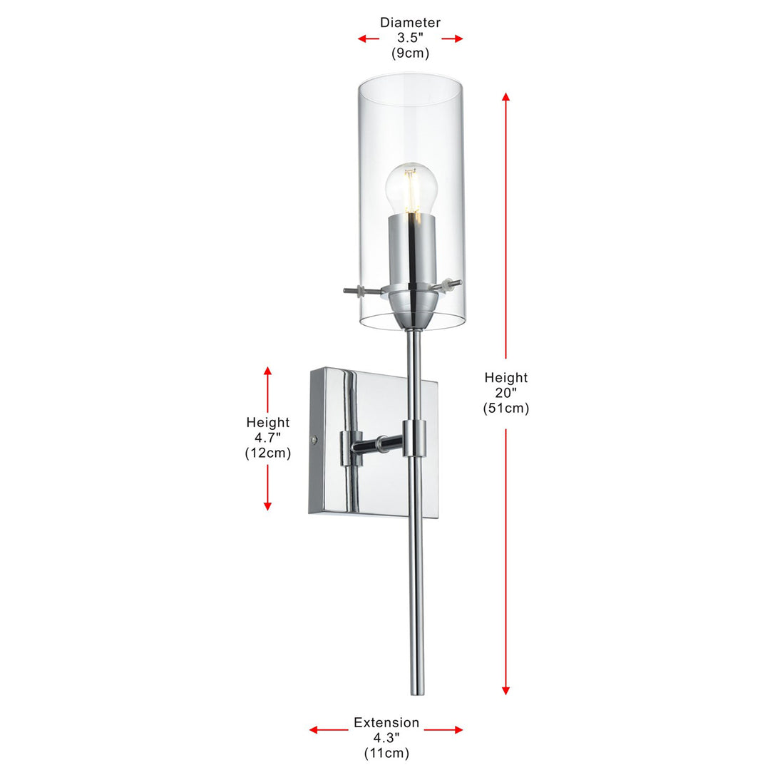 4.5 Inch Wall Sconce Clear Shade In Chrome - View 6 - Joshua Marshal