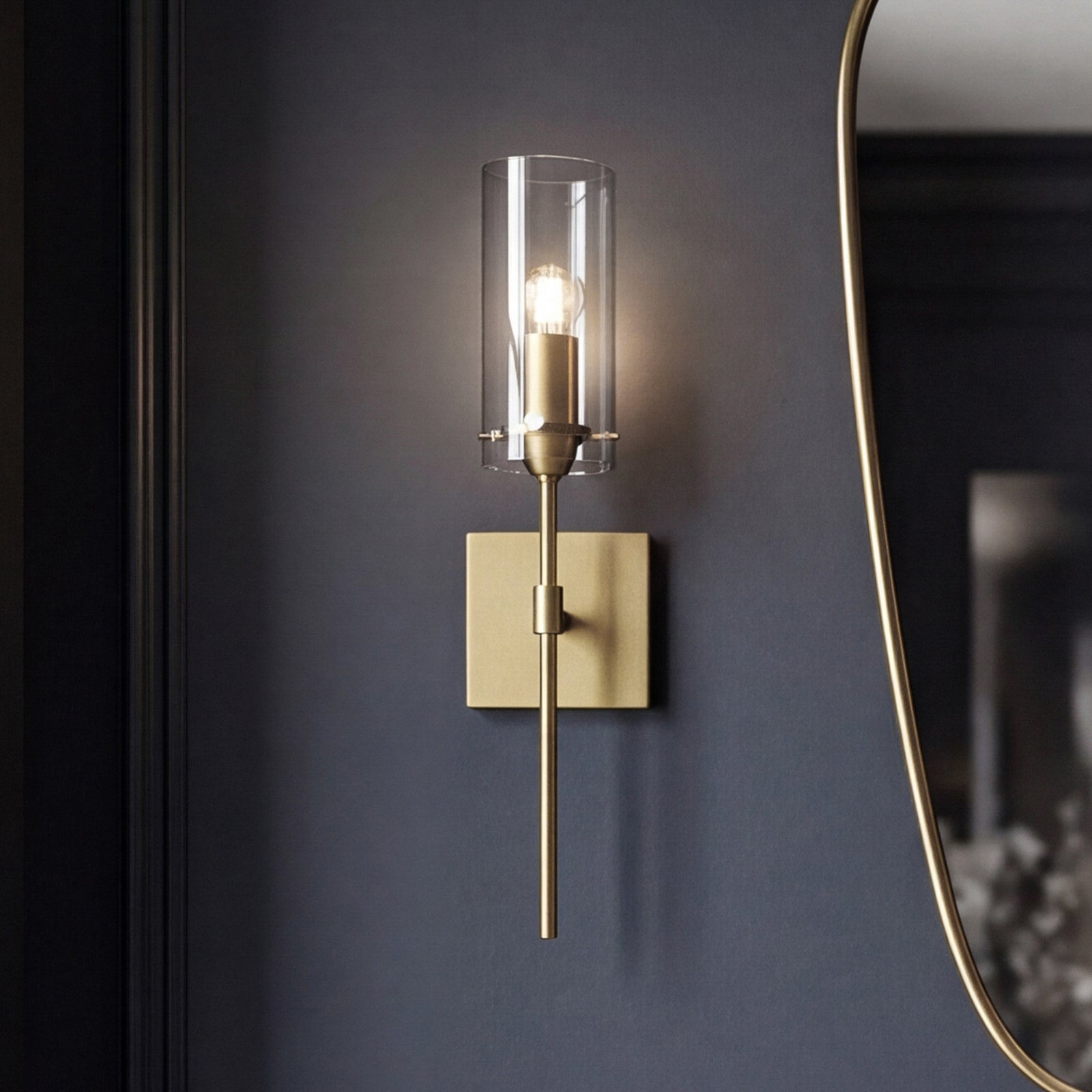 4.5 Inch Wall Sconce Clear Shade In Satin Gold Satin Gold And Clear Finish - LIGHTING by Joshua Marshal