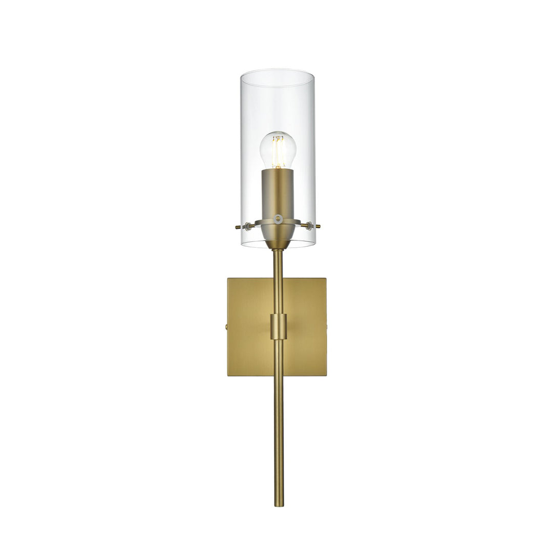4.5 Inch Wall Sconce Clear Shade In Satin Gold - View 3 - Joshua Marshal