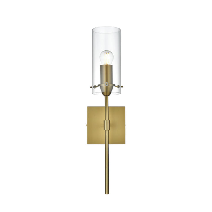 4.5 Inch Wall Sconce Clear Shade In Satin Gold - View 3 - Joshua Marshal