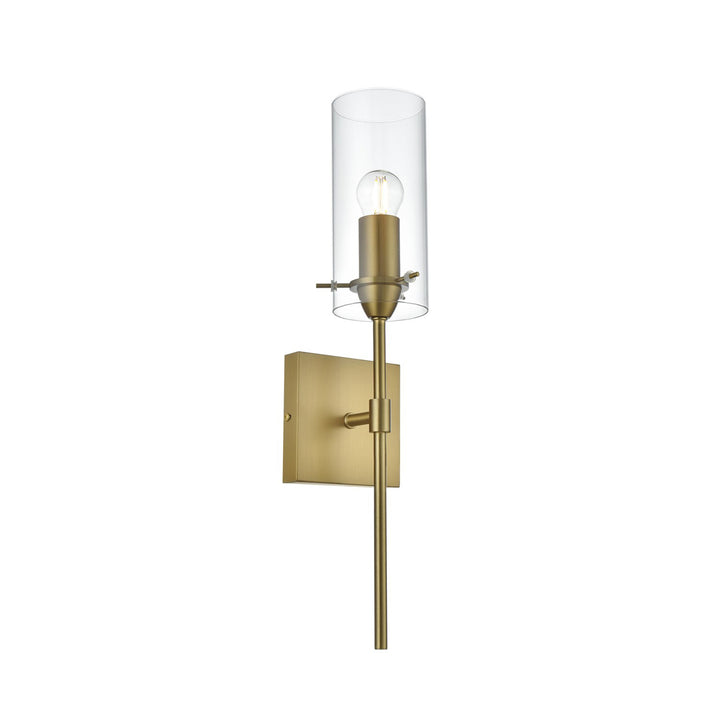 4.5 Inch Wall Sconce Clear Shade In Satin Gold - View 4 - Joshua Marshal