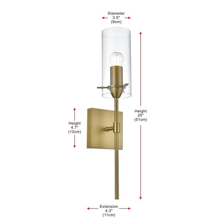 4.5 Inch Wall Sconce Clear Shade In Satin Gold - View 6 - Joshua Marshal