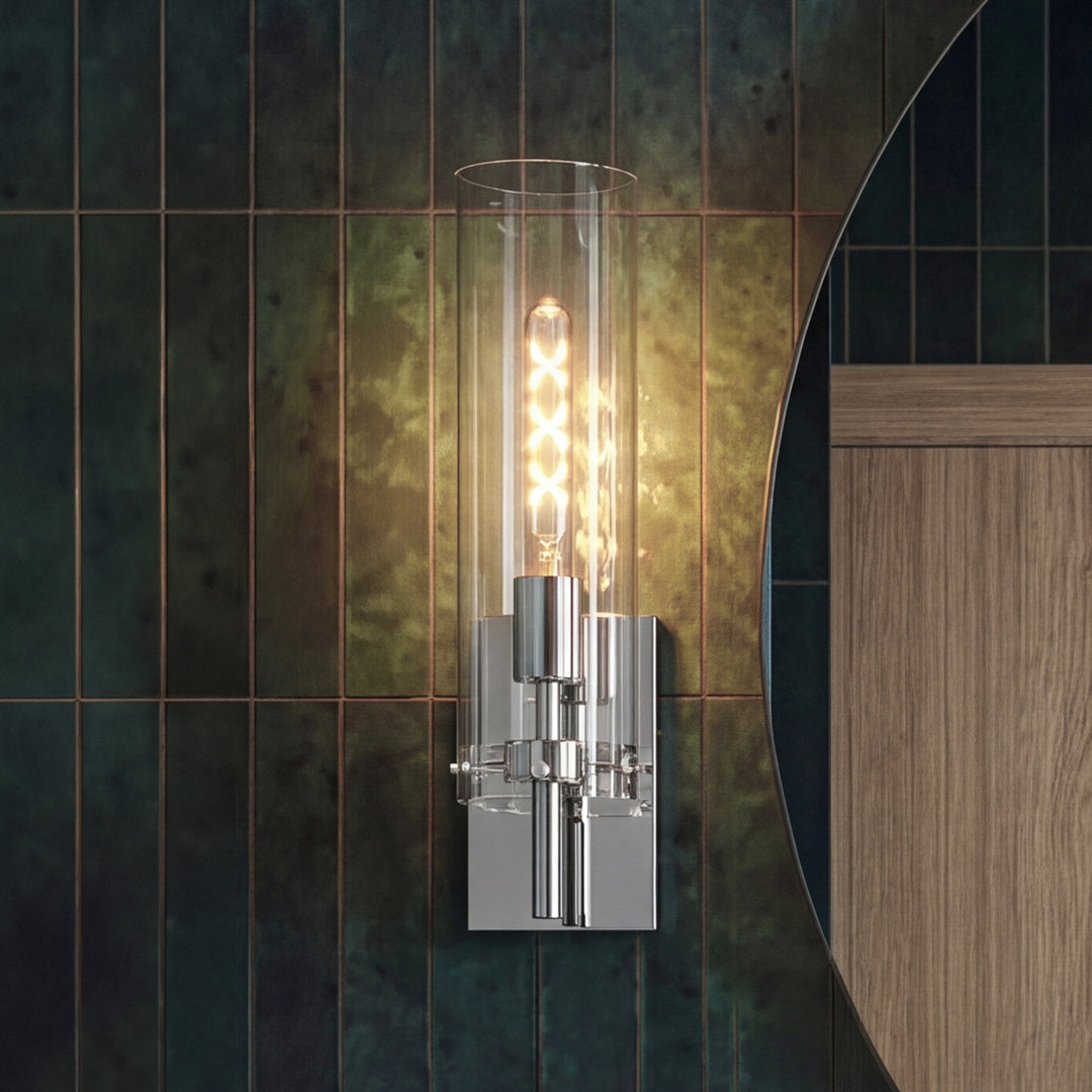 4.5 Inch Wall Sconce Clear Shade In Chrome Chrome And Clear Finish - LIGHTING by Joshua Marshal