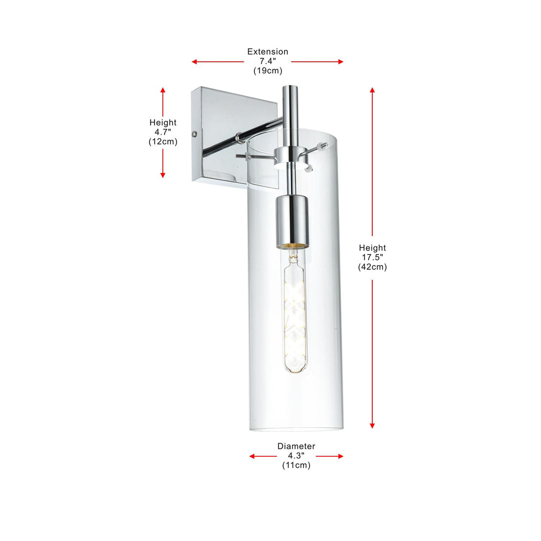 4.5 Inch Wall Sconce Clear Shade In Chrome - View 6 - Joshua Marshal