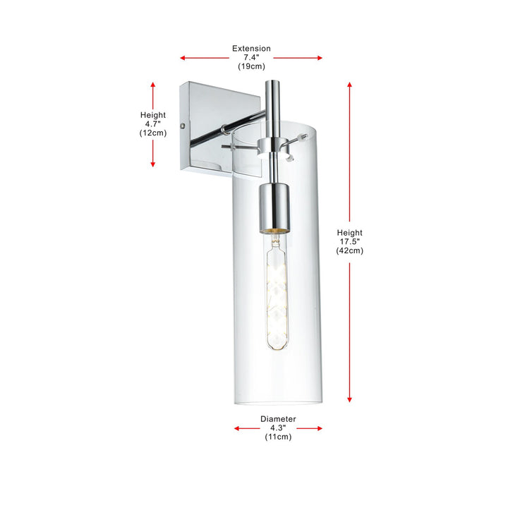 4.5 Inch Wall Sconce Clear Shade In Chrome - View 6 - Joshua Marshal