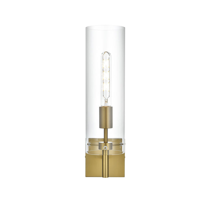 4.5 Inch Wall Sconce Clear Shade In Satin Gold - View 3 - Joshua Marshal