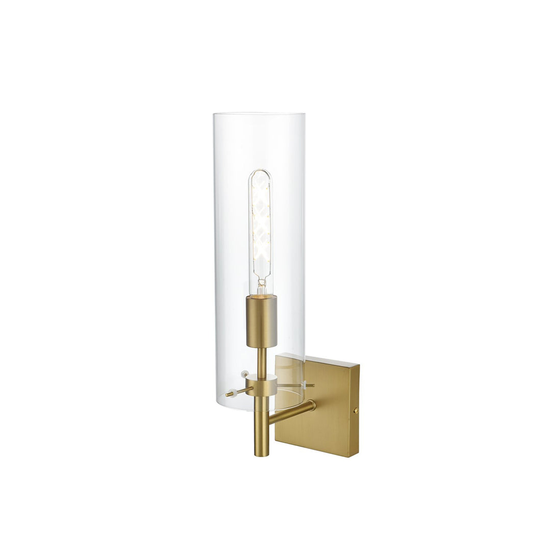 4.5 Inch Wall Sconce Clear Shade In Satin Gold - View 4 - Joshua Marshal