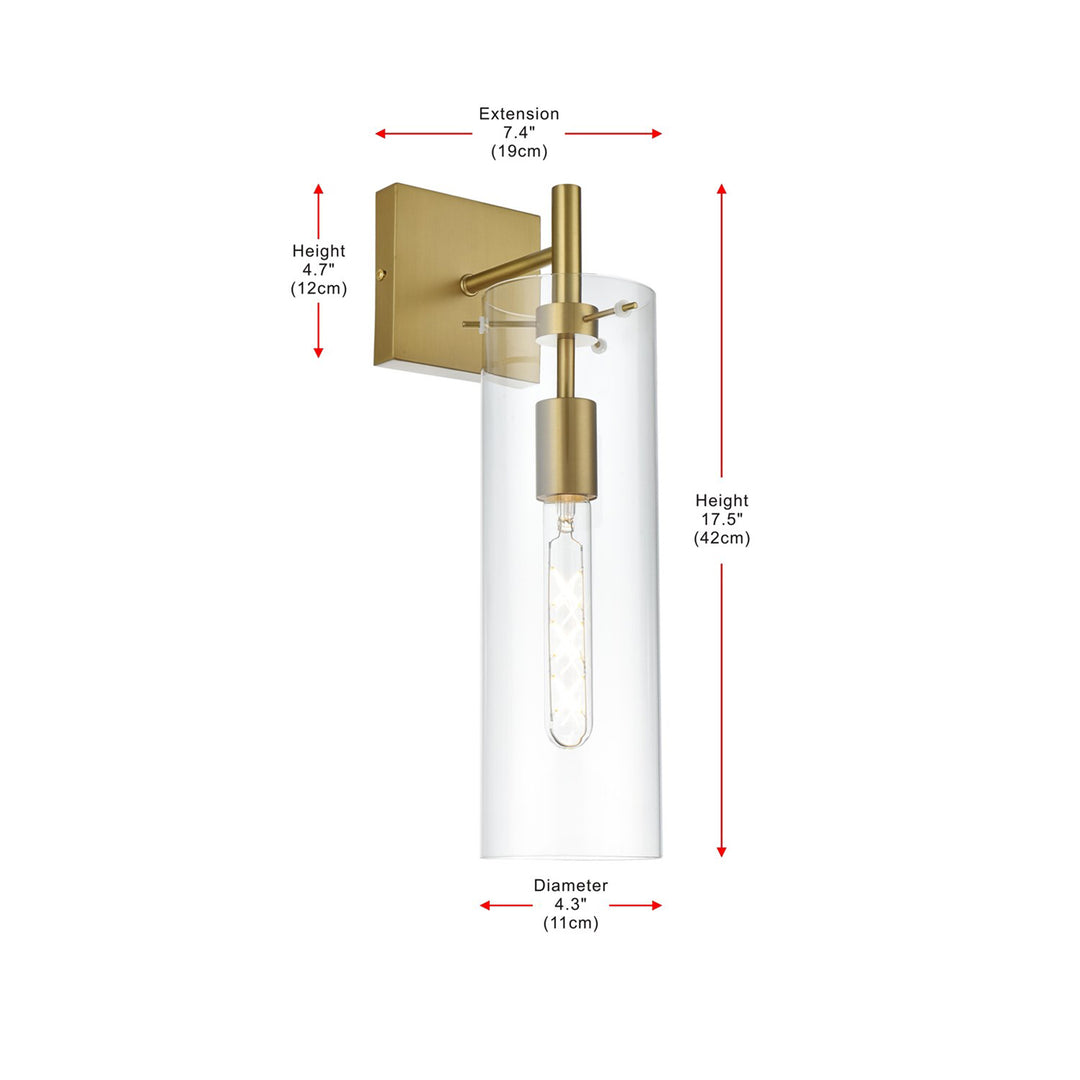 4.5 Inch Wall Sconce Clear Shade In Satin Gold - View 6 - Joshua Marshal